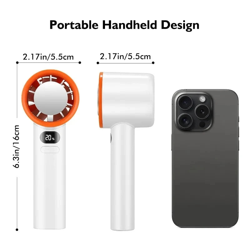 Portable Handheld Fan 120 Wind Speeds Mini Bladeless Hand Fan USB Rechargeable Highspeed Fans Camping Electric Fans Air Cooler