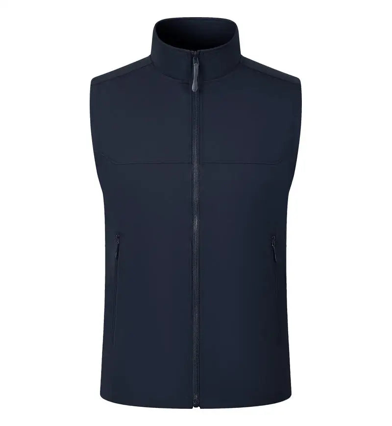 Custom Logo Standing Collar Vest Warm Full Zip Up Sleeveless Jackets Lightweight Outdoor Hiking Vest Man’s Volunteer Waistcoat