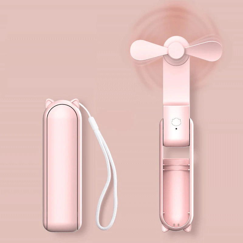 Portable Mini Fan USB Rechargeable 3-speed Adjustable Foldable Handheld Fan Suitable for Women, Student, Travel, Outdoor Use