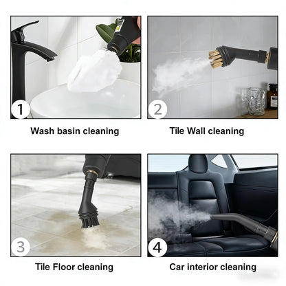 Compact Handheld Steam Cleaner: Pressurized High-Temperature Steam Machine withBrush Attachments for Kitchen and Car Detailing