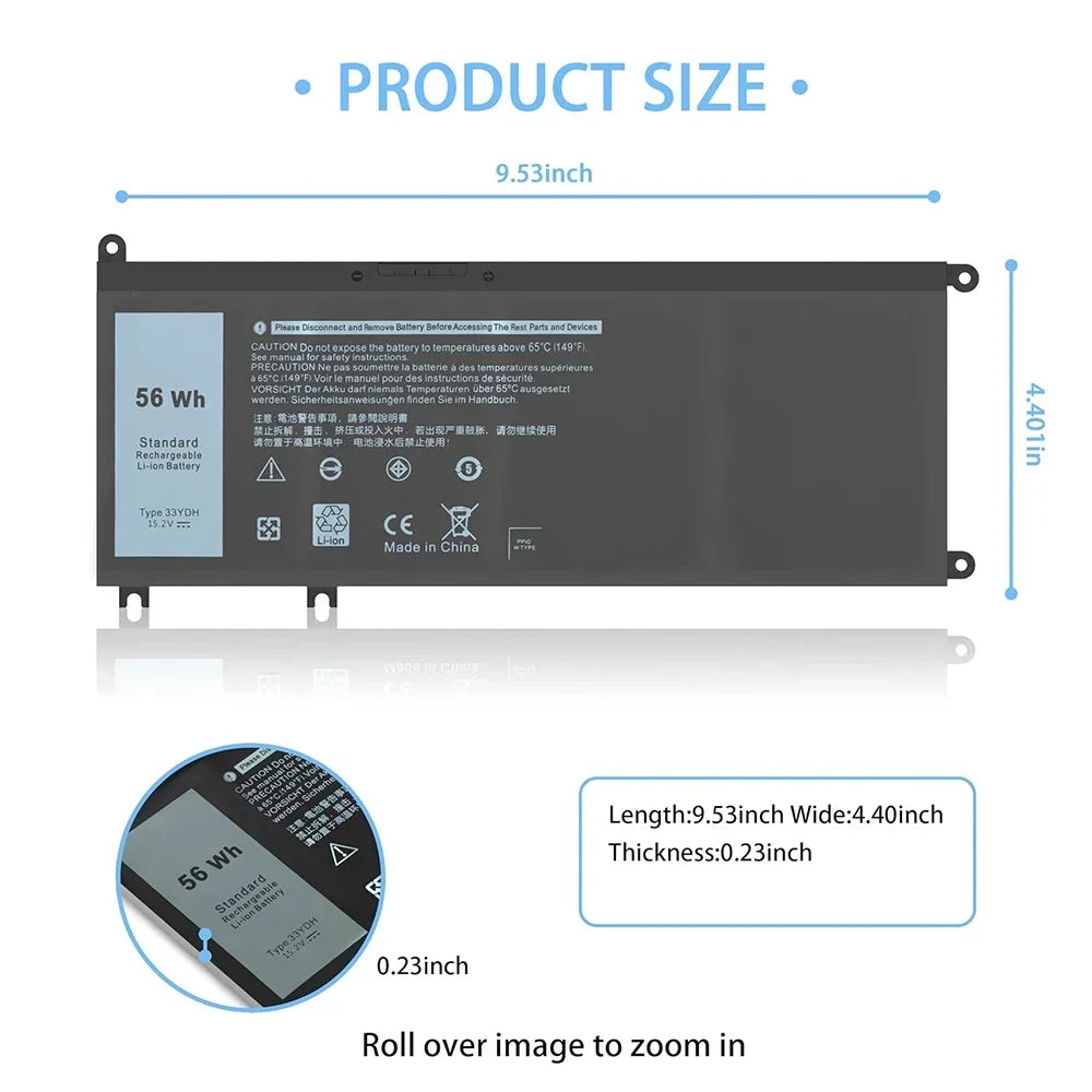 33YDH Laptop Battery for Dell Latitude 13 3380 14 3490 15 3590 3580 Inspiron 7000 7778 7773 15 7577 G3 3579 3779 G5 5587 G7 7588