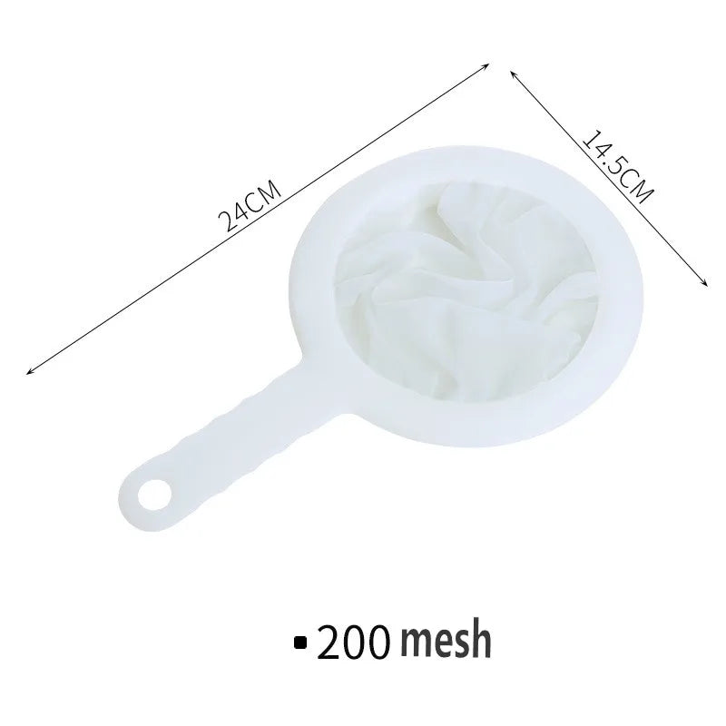 100/200/400 Mesh Washable Nylon Ultra Fine Filter Mesh Strainer Spoon Sieve Soy Milk Juice Coffee Tea Filter Kitchen Colander