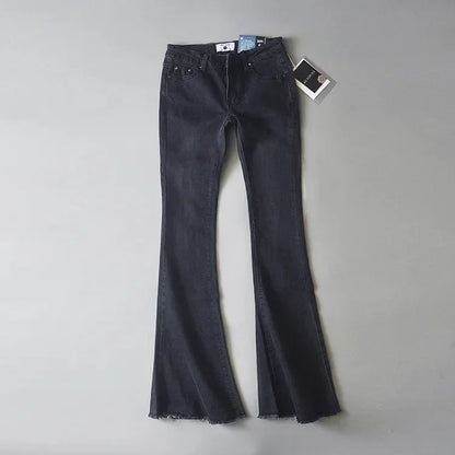 TARUXY Retro Low Waist Blue Jeans For Women 2025 Bodycon Flared Pants Ladies Basic Slim Fit Summer Street Casual Jeans Woman