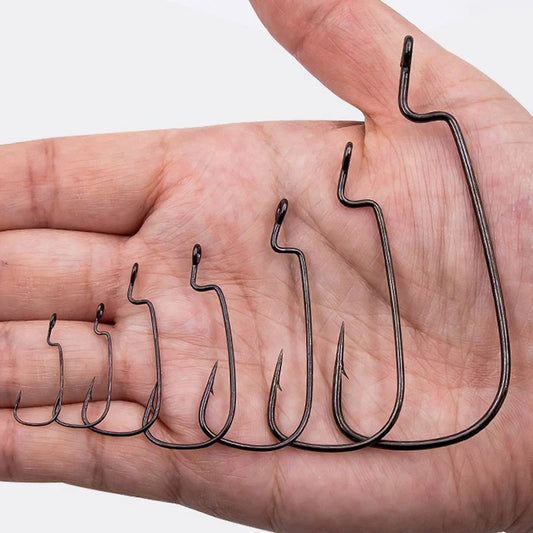 50pcs Crank Fishing Hook High Carbon Steel Soft Bait Hooks 2~10# Drop Shot Worm FishHook Freshwater Fishing Jig Hook