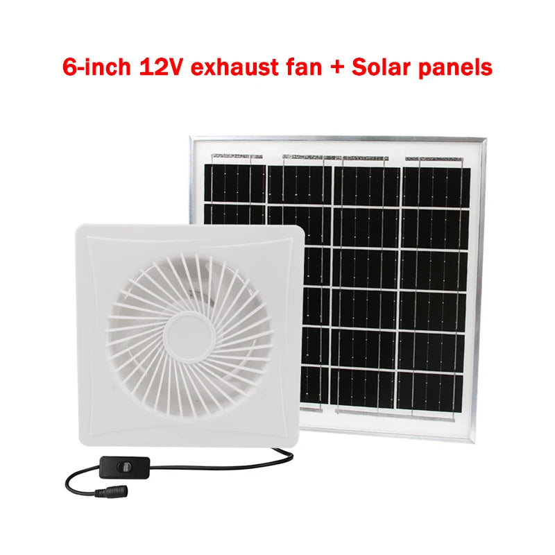 8W Solar Exhaust Fan 12V Air Blower High Speed Ventilator Energy-saving Anti-Mosquito Design Kitchen Bathroom Chicken/Duck Coop