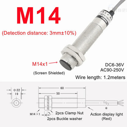 Approach Sensor 4mm 6mm M5 M10 14 M16 M20 22 Black Proximity Switch Inductive Proximity Sensor Detection Switch NPN PNP DC AC