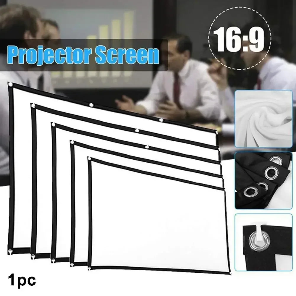 Projectors Screen Fabric Projector Cloth Anti-light 60 72 84 100 120 150inch  Home Outdoor Office Simple Curtain Accessories