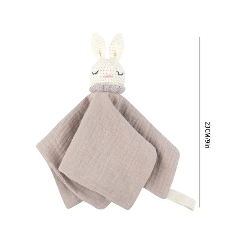 Crochet Rabbit Baby Nursing Bib Security Blanket for Boys Girl Breathable Soother Towel Infant Mood Soothing Drool Bib
