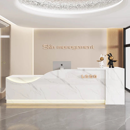 Customized Equipment Reception Desk Beauty Simple Creative Aesthetic Reception Desks Trendy Luxury Mostrador Office Furniture