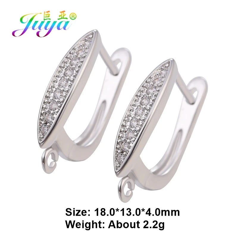 Juya 18K Gold Silver Plated Fastener Bales Fixture Earring Hook Locks For DIY Women Fashion Crystal Agate Charms Earrings Making