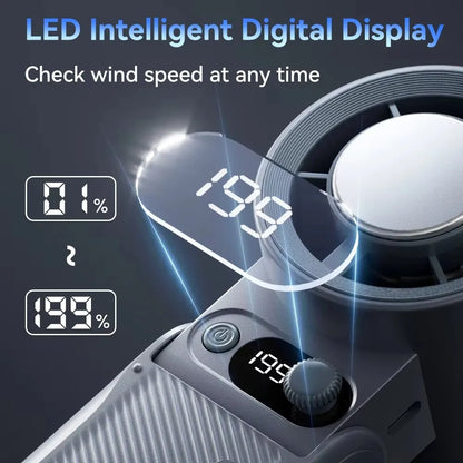 Portable Outdoor Handheld Fan With Refrigeration Board LED Digital Display 135° Foldable 199Gear Strong Wind Speed 8000mAh F5PRO