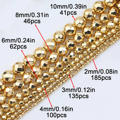BTFBES 2-10mm Silver Color Round Beads Natural Stone Hematite Gem Non-magnetic Loose Ball For Jewelry Bracelet Necklace DIY 15''