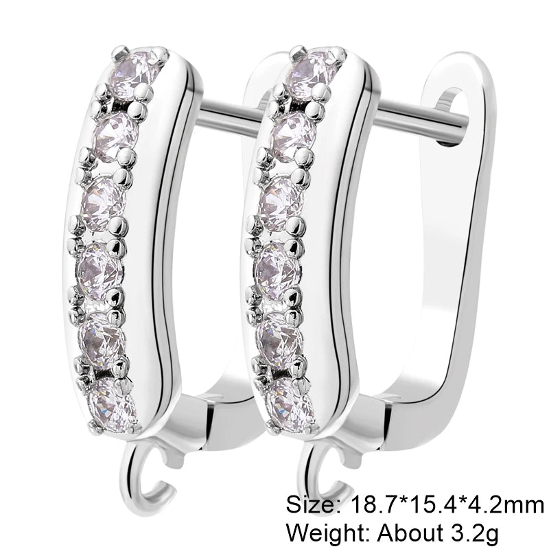 Juya 18K Gold Silver Plated Fastener Bales Fixture Earring Hook Locks For DIY Women Fashion Crystal Agate Charms Earrings Making