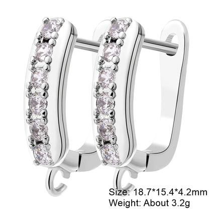 Juya 18K Gold Silver Plated Fastener Bales Fixture Earring Hook Locks For DIY Women Fashion Crystal Agate Charms Earrings Making