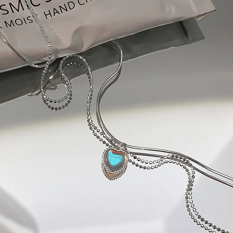 925 Sterling Silver Heart-Shaped Crystals Pendant Necklaces For Women Elegant Luxury Quality Jewelry Exquisite Accessories
