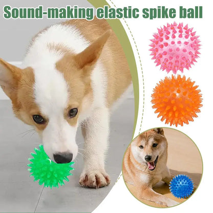 Pet Dog Toys Cat Puppy Sounding Toy Polka Squeaky Tooth Cleaning Ball TPR Training Pet Teeth Chewing Toy Thorn Balls Accessories