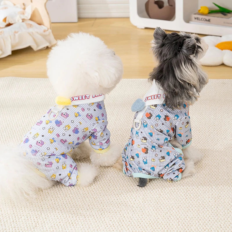 Pet Clothing Cartoon Animals Hearts Small Dogs Four Legged Clothes 2026 Spring Summer Thin Dog Home Clothes