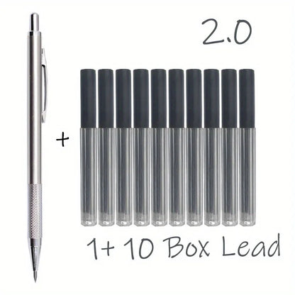 All Metal Mechanical Pencils 0.3, 0.5, 0.7, 0.9, 1.3 2.0Mm Lead Refills  Art, Writing, Sketching Retractable Design