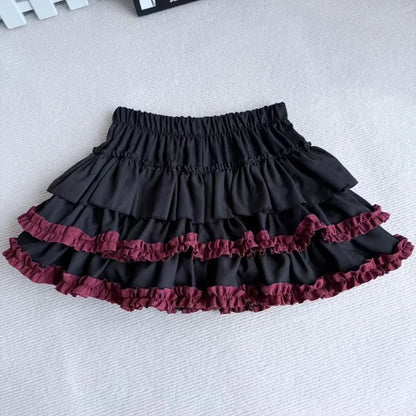 Sweet And Spicy High Waist Puffy Half-length Skirt for Women Anti-exposure Bow-knot Short Cake Skirt Spring Summer New Style