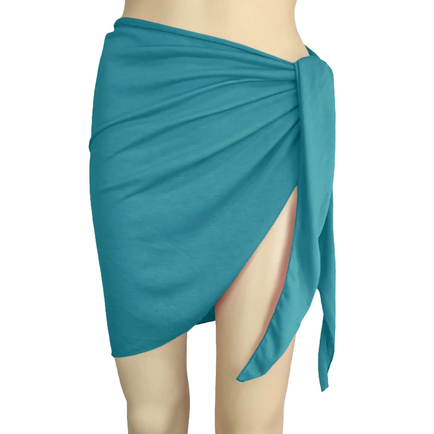 Women Cover Up Skirt Solid Color Swimsuit Female Side Knot Cover-Ups Summer Beach Dress Swimwear Bikini Cover Up пляжная одежда
