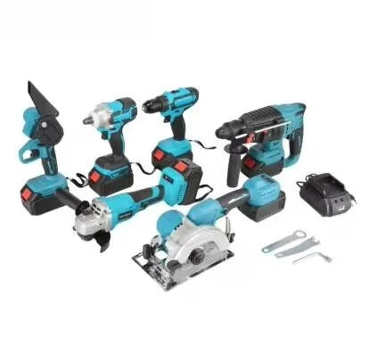 Power Tool Industrial Six-Piece Set Lithium Battery Brushless Tools Wrenches Angle Grinders Cutting Machines Electric Chain Saws
