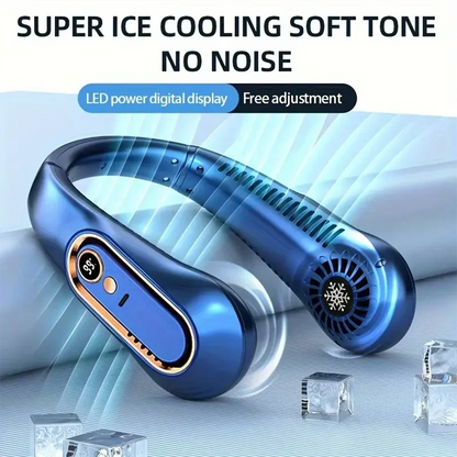 2025 New Best Sellers Wearable Neck Fan Portable Air Conditioner Bladeless Neck Fan Air Cooler 5 Gears and LED Display Screen