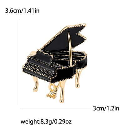 Classic Black Enamel Piano Brooches For Women Unisex Exquisite Alloy Instruments Music Party Brooch Pins Fashion Jewelry Gifts