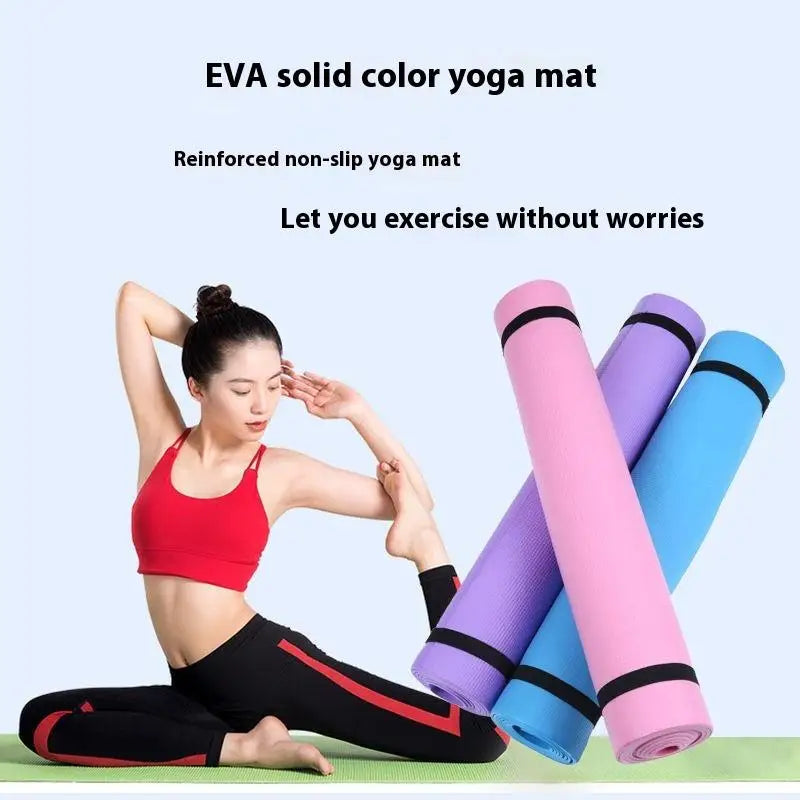 【U】1PC Thick Yoga Mat Anti-skid Sports Fitness Mat 3MM EVA Comfort Foam Yoga Mat For Exercise Yoga And Pilates Gymnastics Mat