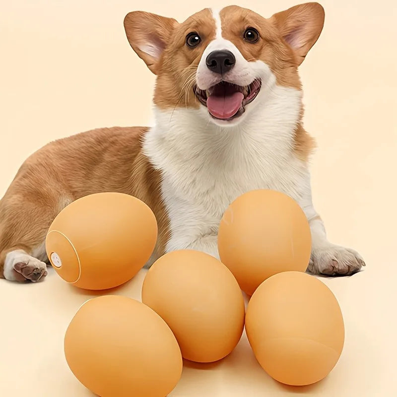 4Pcs Squeaky Egg Pet Chew Toys, Thermoplastic Rubber Interactive Balls, Teething Toys for Dogs and Cats