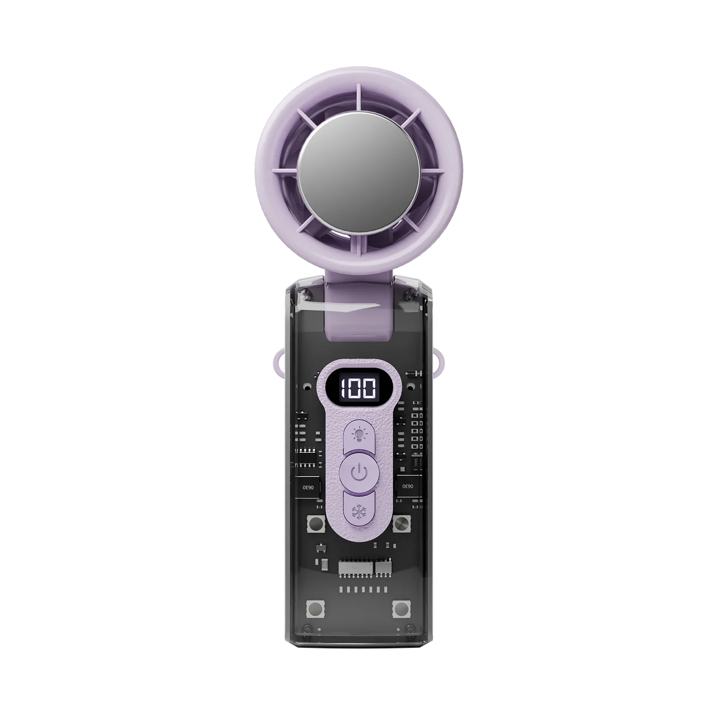 Portable Handheld Fan with LED Light 100 Speeds Foldable Personal Cooling Fan Rechargeable Folding Travel Fan for Camping Hiking