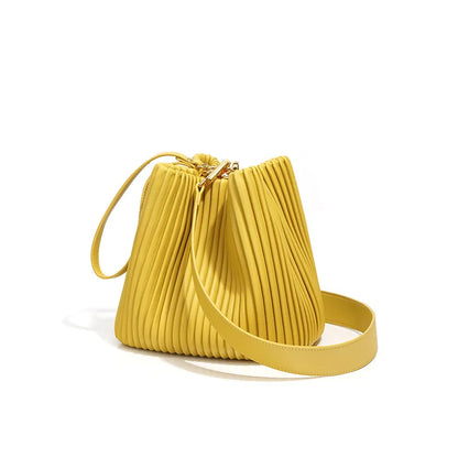 Ladies Designer Bucket Bag Solid Color Genuine Leather Handbag and Purse for Women Fashion Women's Shoulder Crossbody Bag