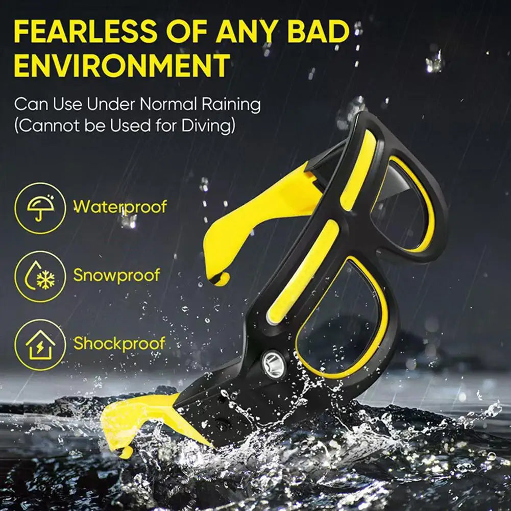 Headlamp With 2 Lens,Rechargeable LED Safety Glasses Headlights ,Detachable Sunglasses,Headlamp For Working,Riding,Night Fishing