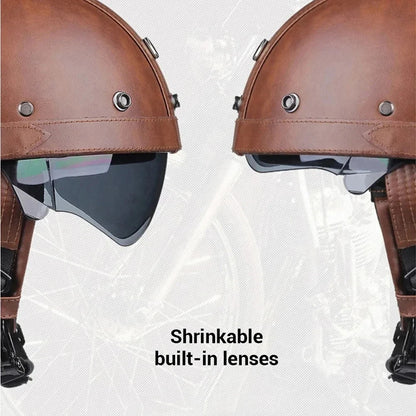 Motorcycle Helmet Retro PU Four Seasons Helmets Ride Half Scooter Helmet Moto Men Women