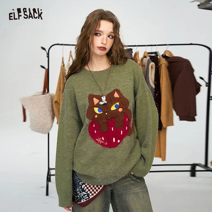ELFSACK 2024 Autumn New Arrivals Colorful Christmas Y2K sweater Knitwear for women