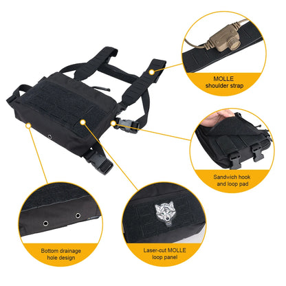 IDOGEAR Tactical Chest Rig MOLLE 500D Nylon Sandwich Side Buckle Front Baffle Elastic Waist Adjustment 3319