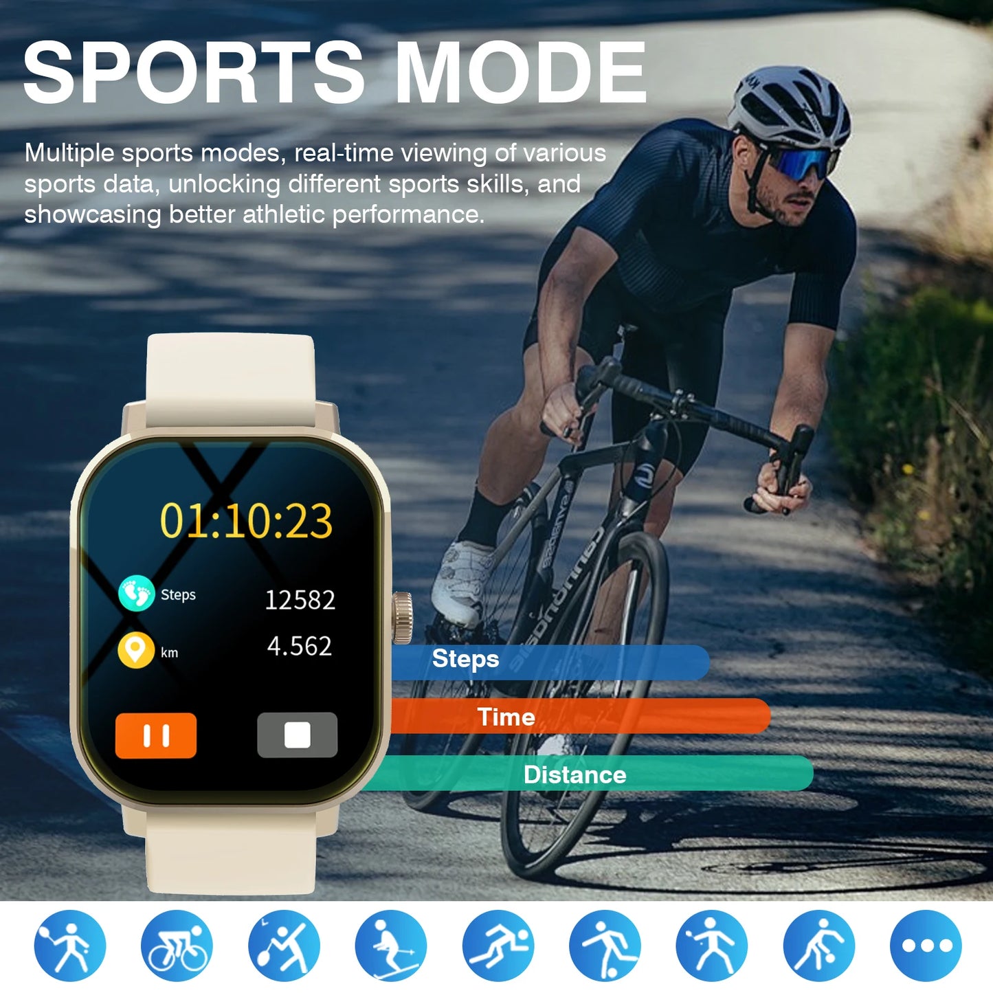 Smart Watch, Wireless Call/Dial, Multiple APP Reminders, Suitable for Men and Women, Sports Watch, Compatible with IPhone/Andrio