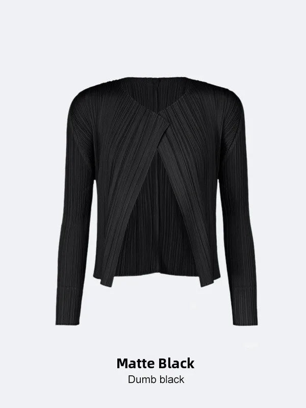 Slimming Woven ort Coat Jaet Women's Faion Spring Autumn Thin Design Sense Folded Cardigan Outerwear Sli Outer Layer