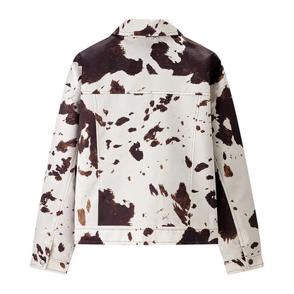 Cross-Border Best-Selling Women's Printed Collar Jacket Shirt Outerwear Full Sleeve Regular Type from Mainland China