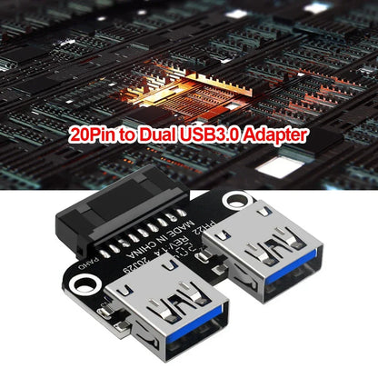 Motherboard USB 3.0 19/20Pin To Two Ports USB 3.0 A Socket Internal USB Converter Adapter for Desktop PC Mainboard Expansion