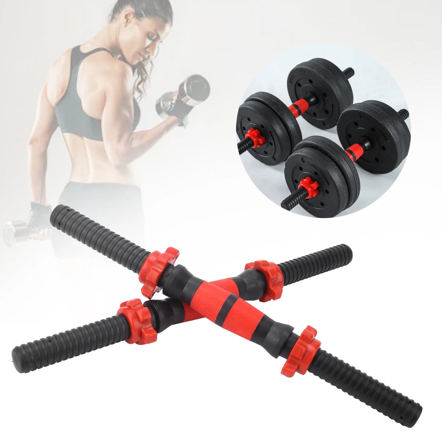 40cm Dumbbell  40cm Dumbbell  Weight Lifting Dumbbell Handles with Nuts Fitness Equipment Fitness Equipment