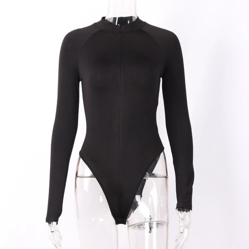 long sleeve zipper high neck bodycon sexy body autumn winter women fashion bodysuit women Fashion Streetwear Outfits Overalls