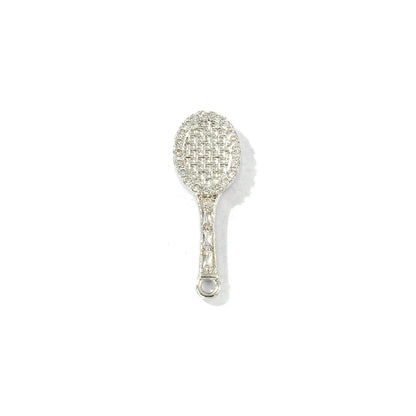 2 Pcs Brass Sport Charms Multicolor Racket Pickleball Paddle Badminton Racket Cubic Zirconia Pendants For DIY Necklace Making