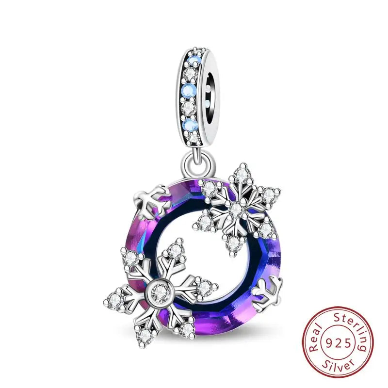 Original 925 Sterling Silver Charms Beads Winter Snowflake Snowman Igloo Penguin Pendant Fit Bracelet Women Jewelry Gift