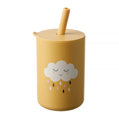 Baby Feeding Straw Cup Baby Cartoon Learning Feeding Cup Food Grade Silicone Toddler Water Bottle Tableware BPA Free Baby Gifts
