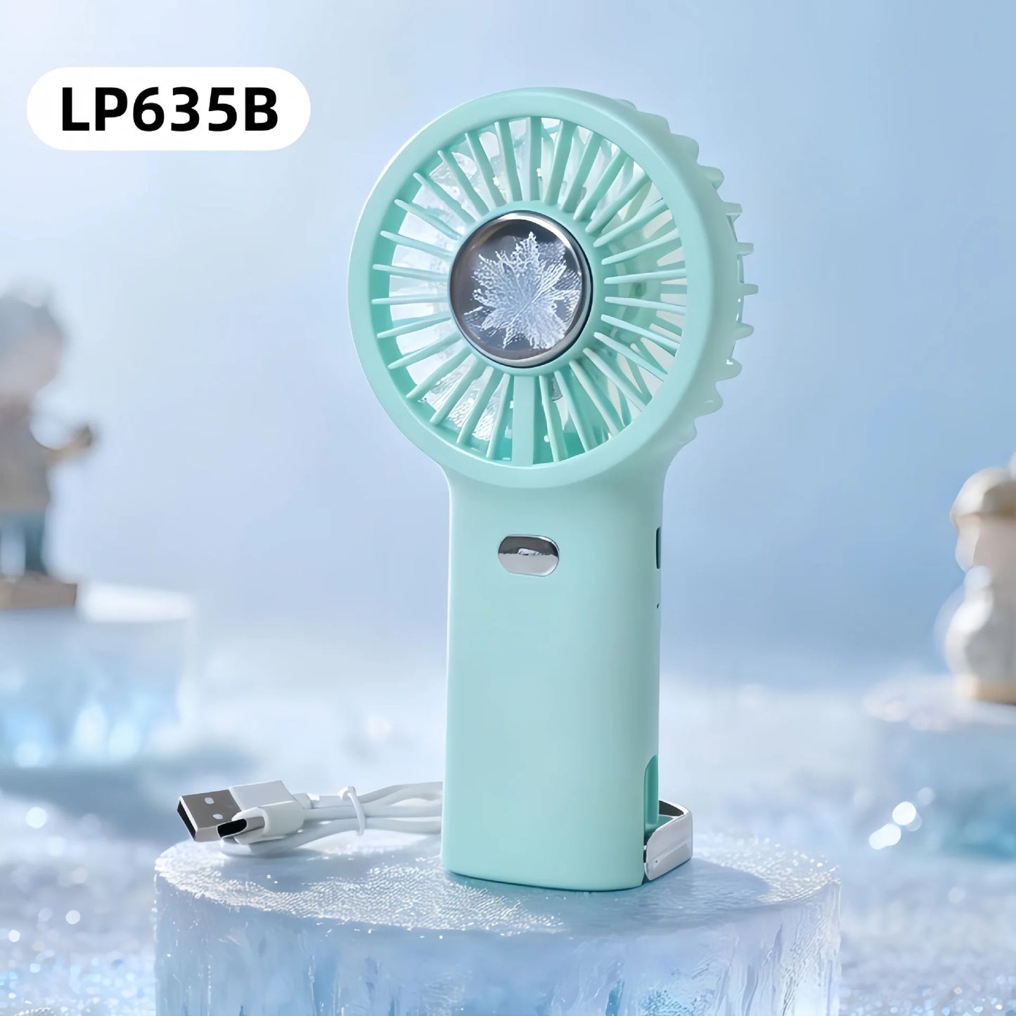 Portable Handheld Fan USB Rechargeable Mini Cooling Fan Digital Display LED Light Personal Fan for Travel Camping Outdoor