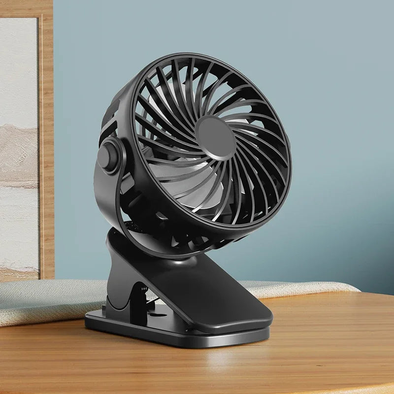 Portable USB Rechargeable Fan, Silent Strong Airflow Desktop Clip Fan, Mini Personal Fan for Student Dormitory Car Indoor