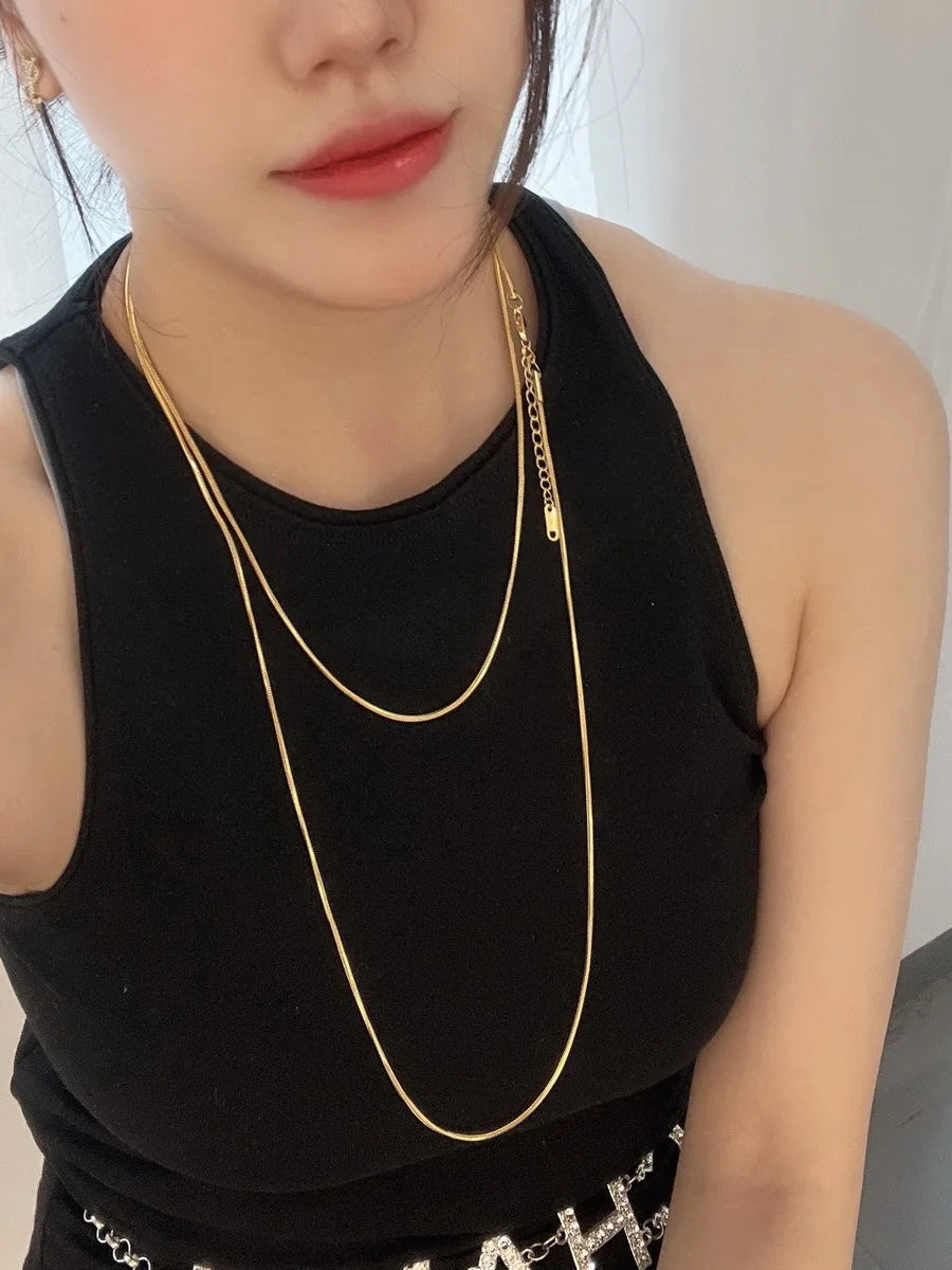 316L stainless steel jewelry necklace thick snake bone chain double necklace statement necklace female necklace chain wholesale