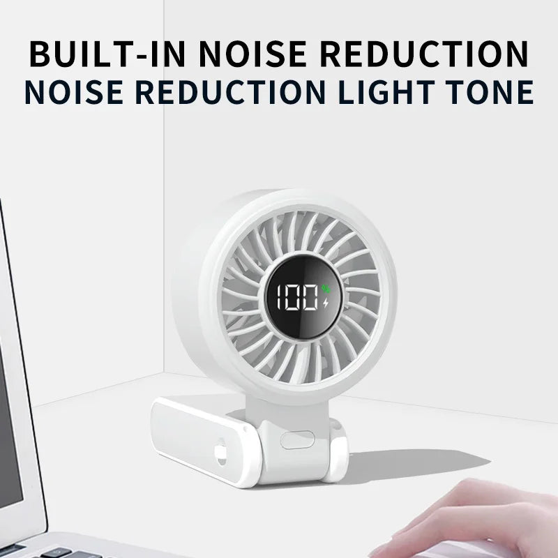 Digital Display Handheld Fan, USB Rechargeable Strong Wind Cooling Fan, Portable Mini Fan for Home Office Travel