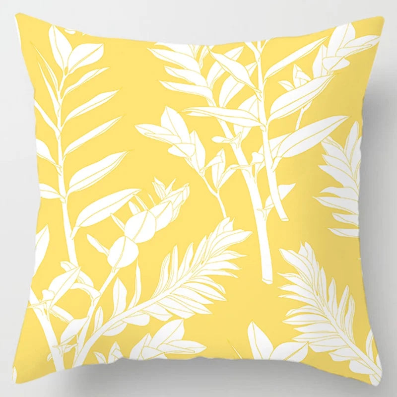 Modern Simple Yellow Flower Pillowcase Home Sofa  Lumbar   Cushion  Pillow