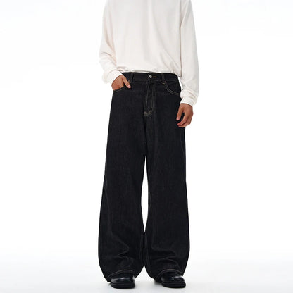 2025 Autumn/Winter High Quality American Danny Original Cow Red Ear Curled Edge Jeans Men's Straight Tube Loose Long Pants
